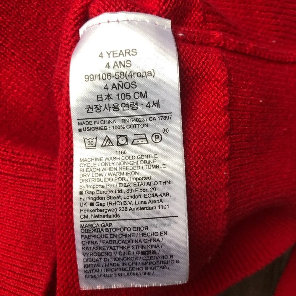Baby Gap Dog Sweater Kids Sz 4 Red Cotton Knit Holiday Winter Wiener Dachshund
